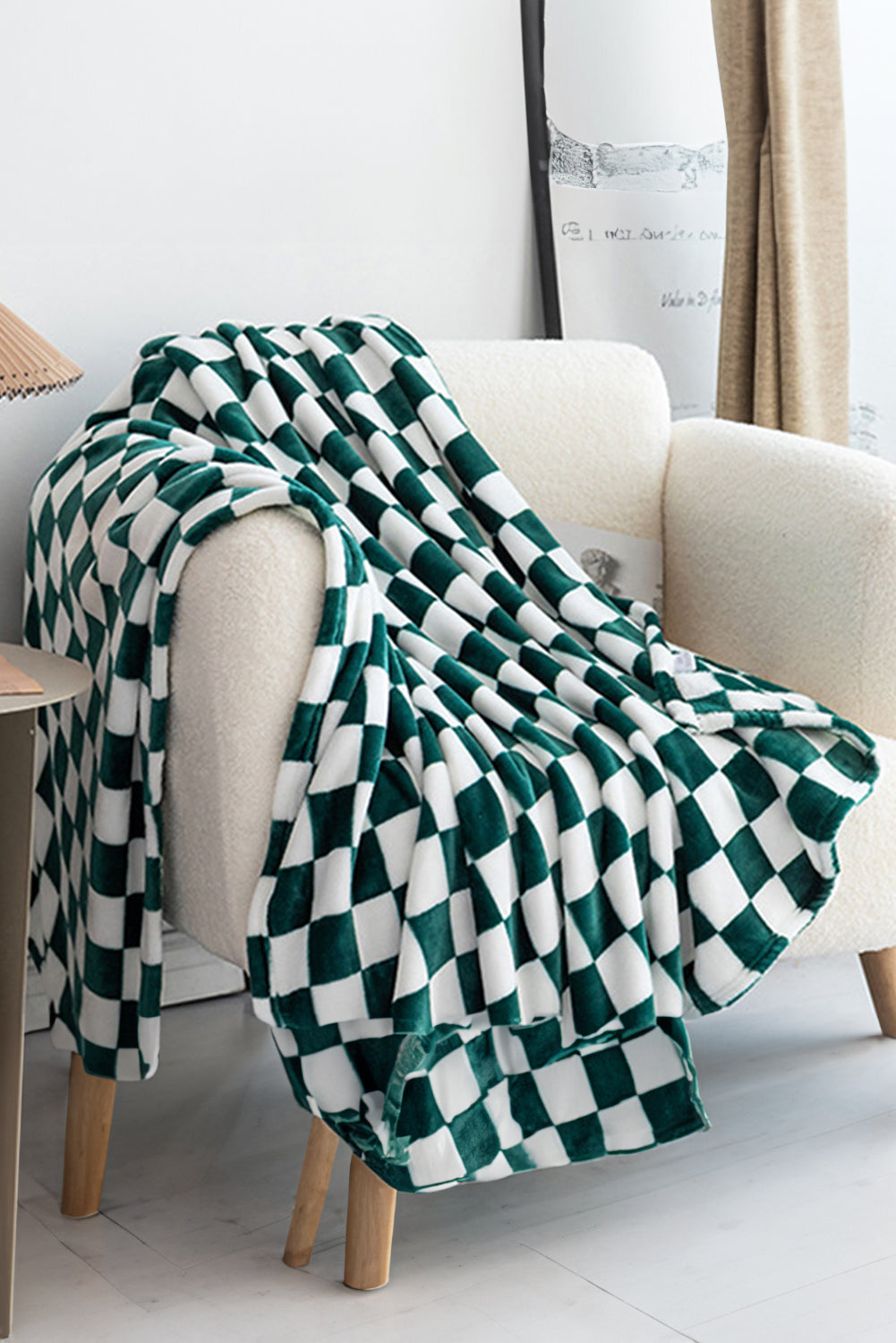 Black Checkerboard Printed Soft Throw Blanket