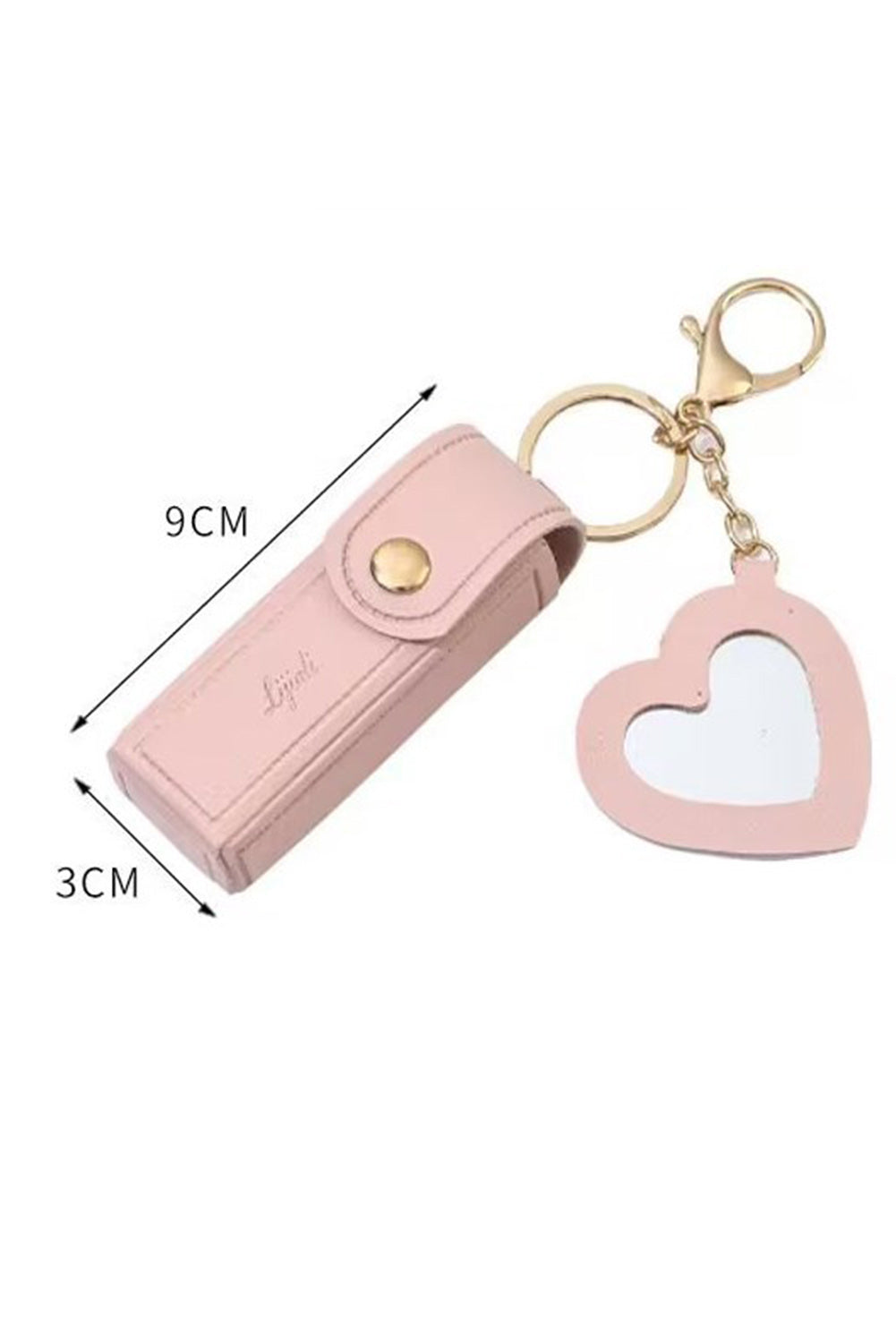 Apricot Pink Portable Lipstick Pocket Heart Decoration Keychain